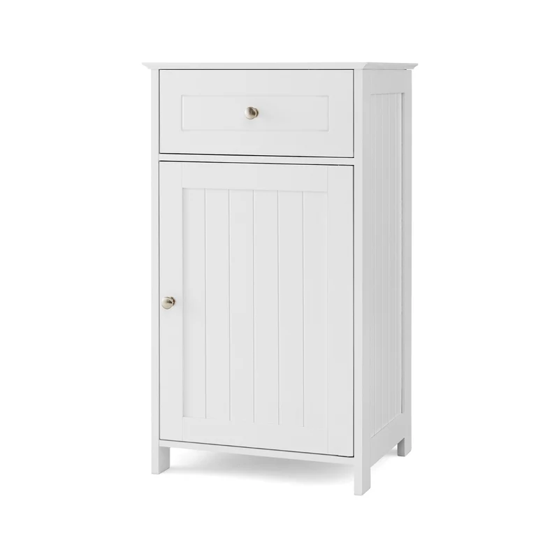 Armoire de rangement salle de bain 43 x 34 x 77 cm avec tiroir et étagère réglable design moderne en MDF blanc 20_0012758
