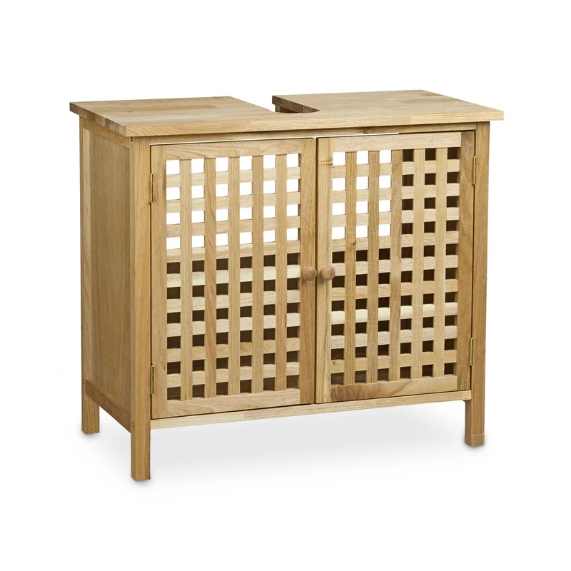 Meuble sous-lavabo moderne rangement salle de bain 80 x 40 x 60 cm en bois de noyer 13_0003287
