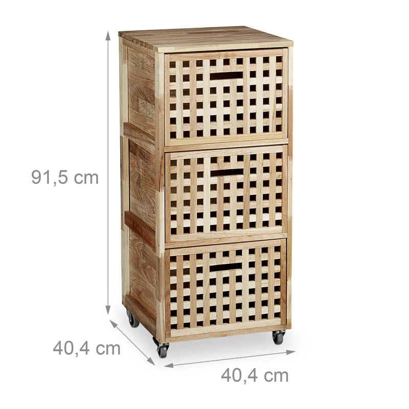 Meuble à roulettes 3 tiroirs design moderne rangement bureau 40 x 30 x 70 cm en bois noyer 13_0003290