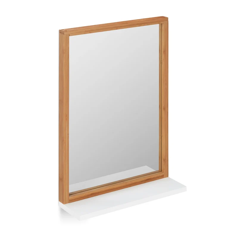 Miroir mural pratico-pratique avec tablette 60 x 40 cm en bambou naturel 13_0004212