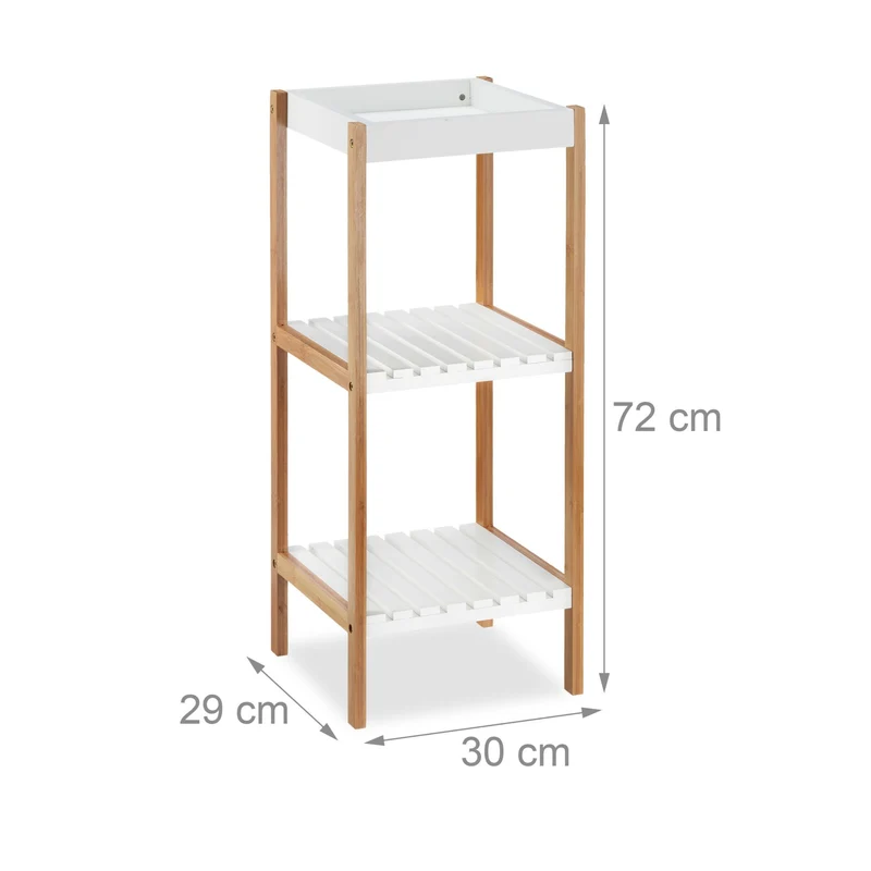 Étagère de rangement autonome salle de bain 3 niveaux 90 x 30 x 30 cm en MDF blanc 13_0004219