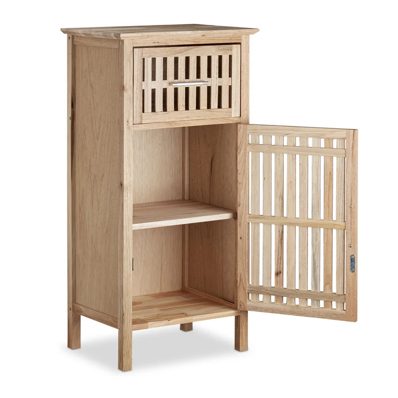 Armoire de salle de bain étroite avec tiroir rangement 80 x 30 x 80 cm en bois noyer 13_0003578