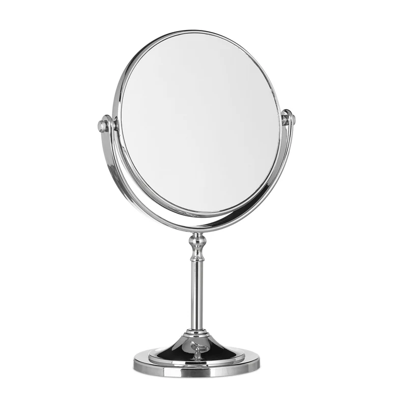 Miroir cosmétique rond pivotant double face salle de bain 20 x 20 x 10 cm en verre blanc 13_0003704