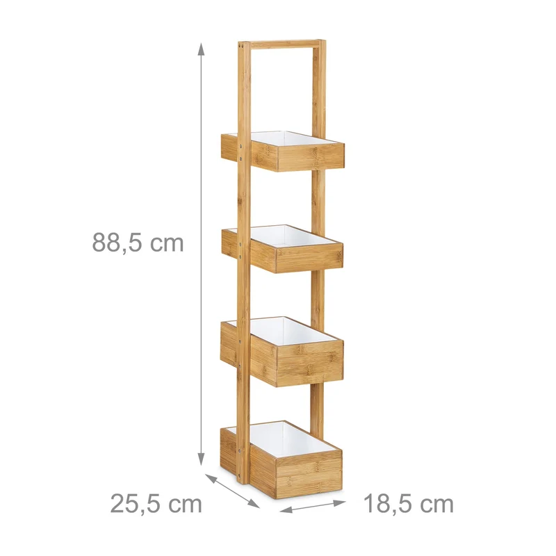 Étagère de salle de bain en bambou 4 étages rangement pratique style naturel 80 x 30 x 90 cm en bambou naturel 13_0003347