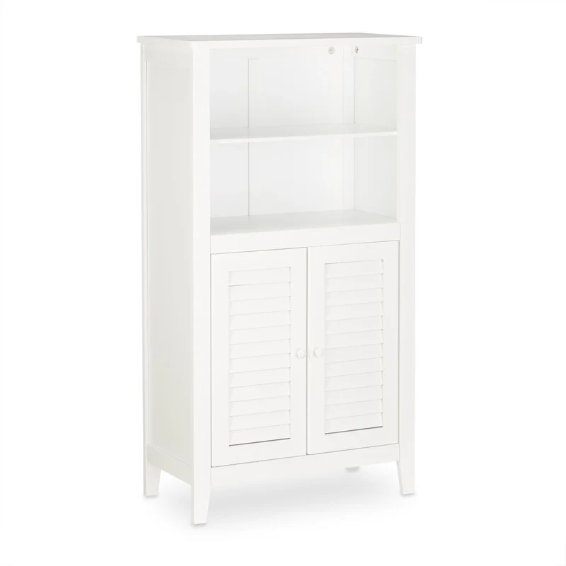 Armoire de salle de bain sur pied 4 étagères rangement pratique style contemporain 90 x 30 x 80 cm en bambou blanc 13_0004213