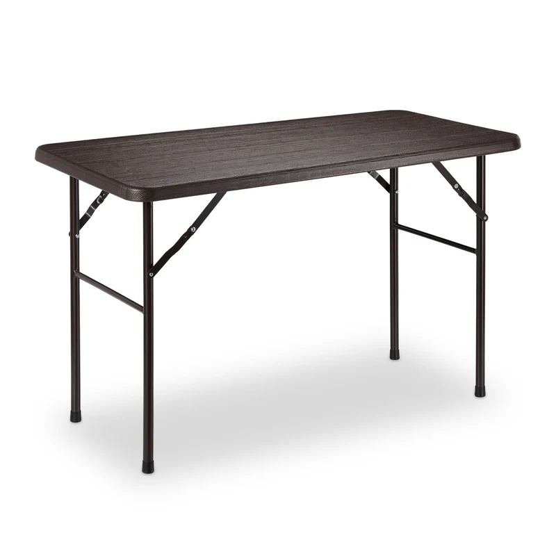 Table de jardin rectangulaire pliable pour 4 personnes 74 x 120 x 60 cm en plastique marron 13_0005537