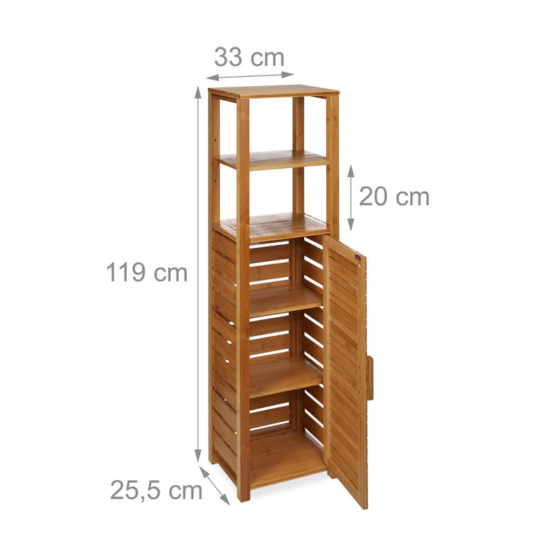 Etagère de salle de bain étroite avec 6 niveaux rangement optimal cuisine couloir en bambou naturel 13_0004234