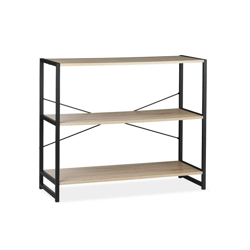 Etagère sur pieds design industriel multifonctions 3 étages 120 x 30 x 90 cm en métal chêne sonoma clair 13_0004756