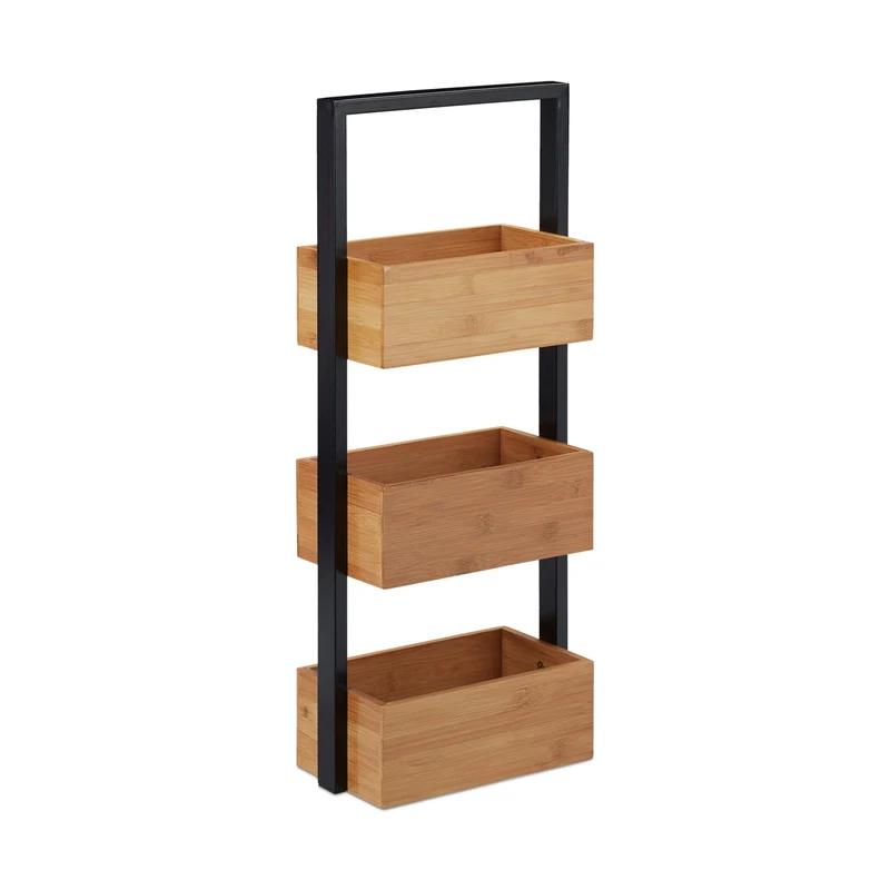 Etagère de rangement étroite moderne 3 étages 60 x 30 x 90 cm en bambou naturel 13_0004700