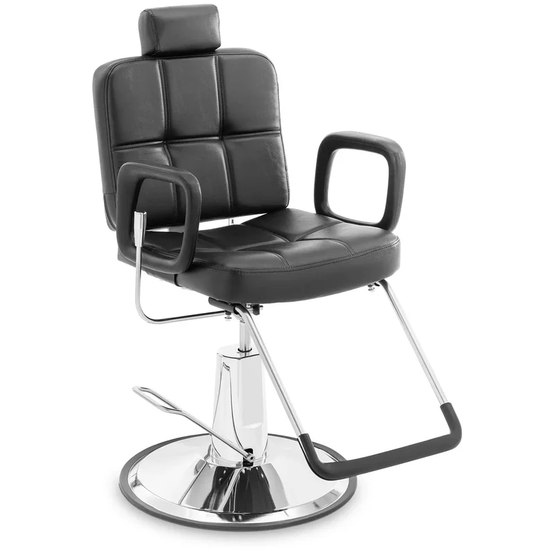 Fauteuil de coiffeur appui-tête et repose-pieds 150 kg PU acier noir 14_0008930