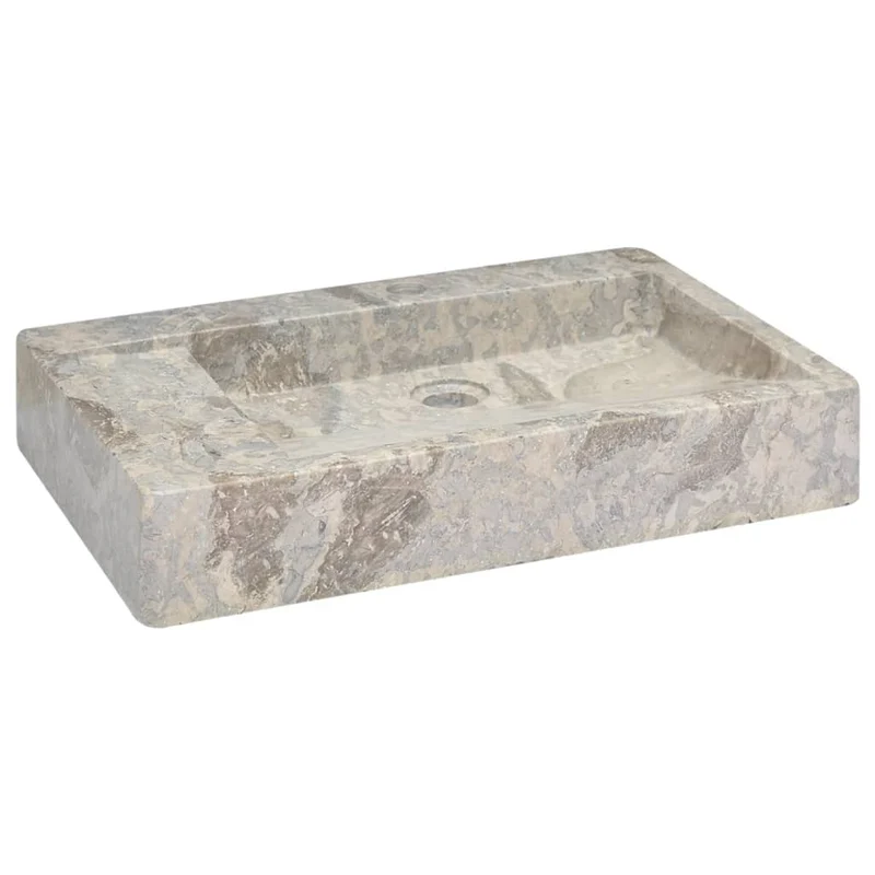 Lavabo de salle d'eau vasque à poser de toilette lave-mains de salle de bain lavabo de salle d'eau maison intérieur 58 cm marbre gris 02_0002805
