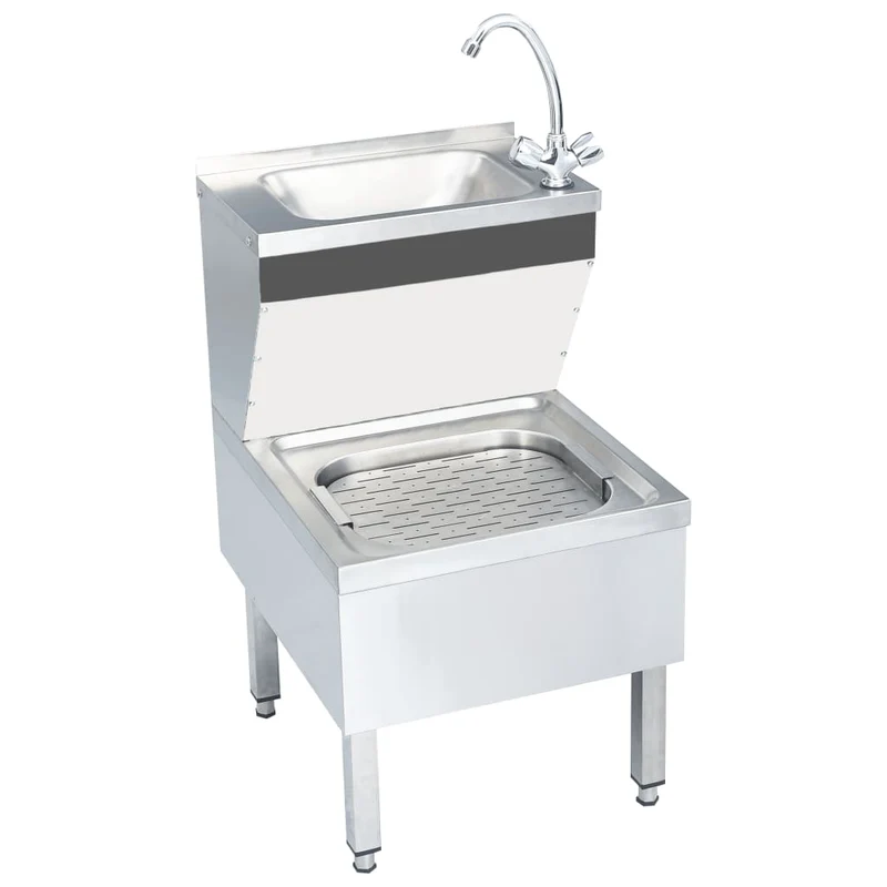 Lavabo commercial de lavage des mains avec robinet lave-mains vasque à poser cuisine de cantine restauration 109 cm acier inoxydable 02_0002448