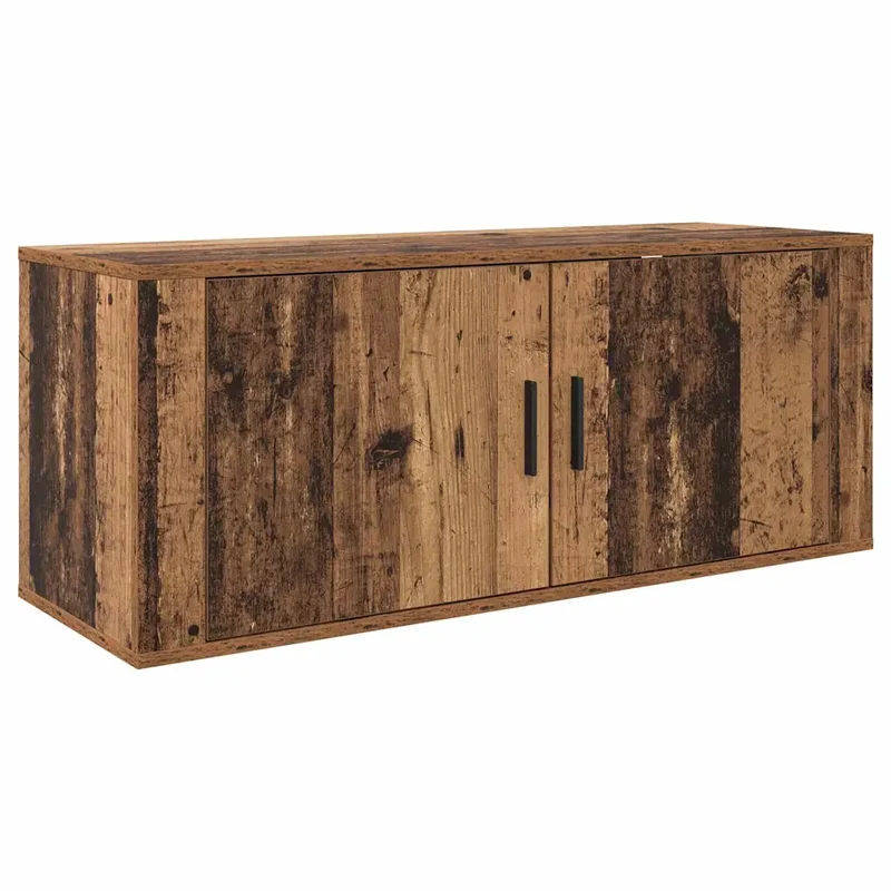 Meuble TV mural design rustique moderne 100 x 34 x 40 cm en bois d'ingénierie bois ancien 02_0052705