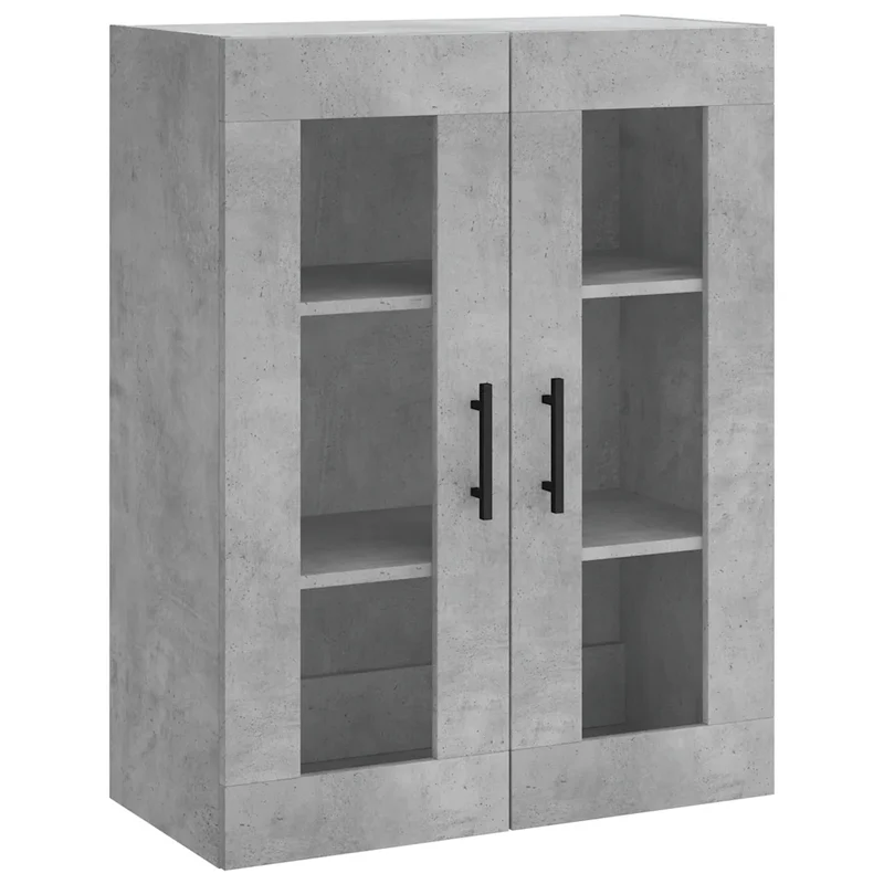 Armoire murale design pratique espace de rangement 69,5 x 34 x 90 cm en bois gris béton 02_0048644