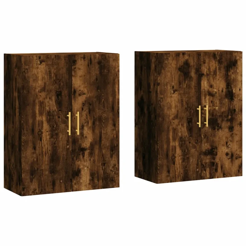 Lot de 2 armoires murales élégantes bois d'ingénierie 69,5 x 34 x 90 cm gain de place style contemporain en bois chêne fumé 02_0055356