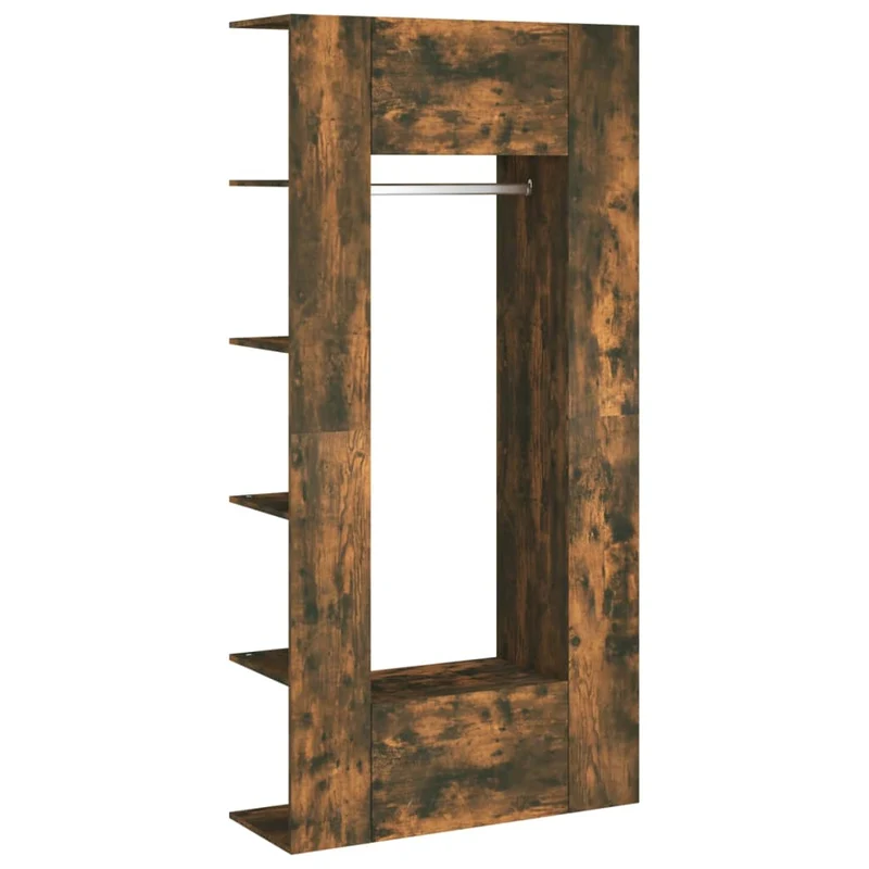 Lot de 2 armoires de couloir pratiques rangement élégant 97,5 x 37 x 99 cm en bois d'ingénierie chêne fumé 02_0055201