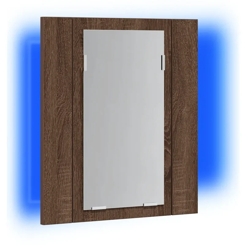 Armoire à miroir LED design mural salle de bain 40 x 12 x 45 cm rangement pratique en bois d'ingénierie chêne marron 02_0048479