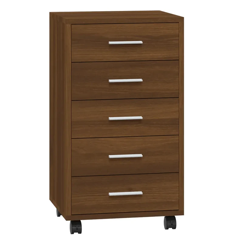 Armoire à tiroirs mobile avec roulettes bureau 33 x 38 x 63 cm espace de rangement pratique moderne en bois d'ingénierie chêne marron 02_0047081