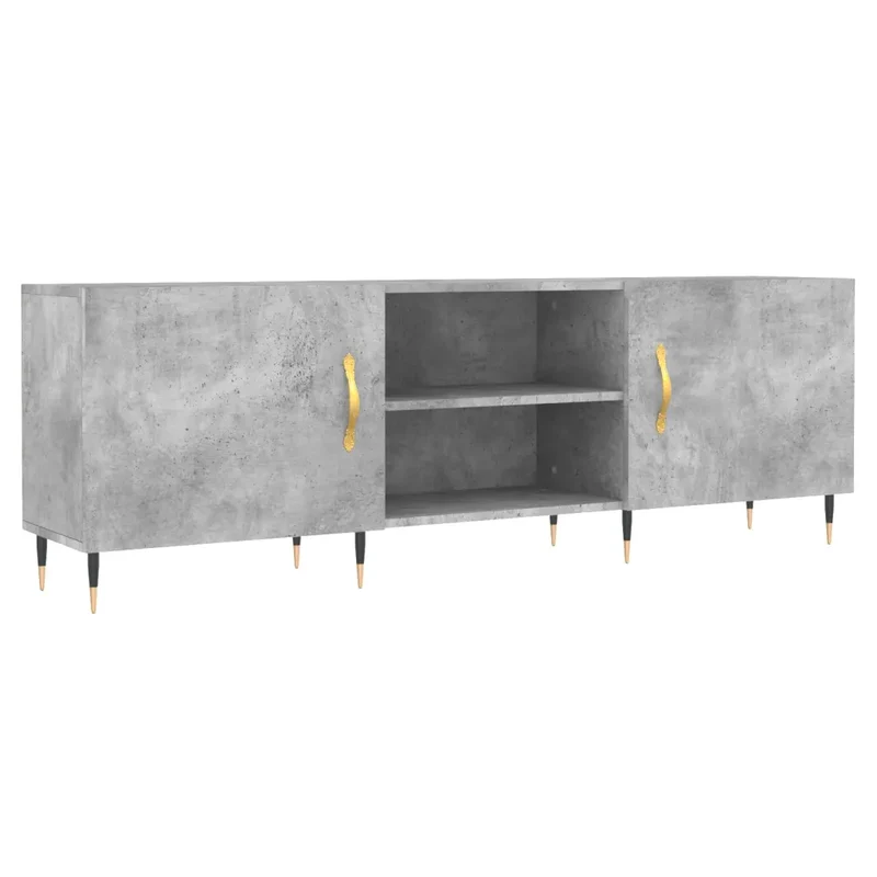 Meuble TV pratique avec rangement 150 x 30 x 50 cm style moderne ambiance tendance en bois gris béton 02_0048702