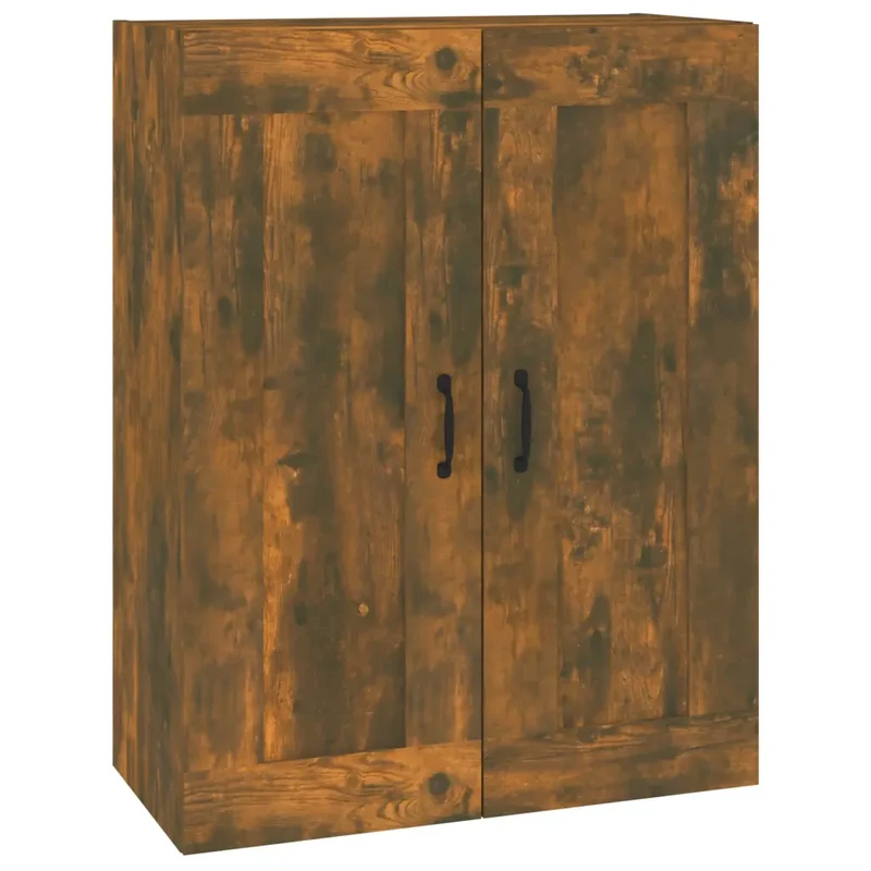 Armoire murale suspendue chêne fumé 69,5 x 32,5 x 90 cm optimisation espace rangement moderne en bois d'ingénierie chêne fumé 02_0048323