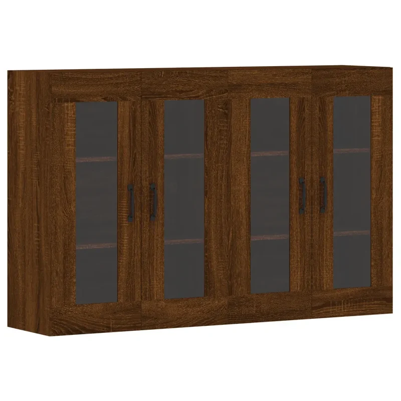 Lot de 2 armoires murales rangement décoratif 69,5 x 34 x 90 cm en bois d'ingénierie chêne marron 02_0055409