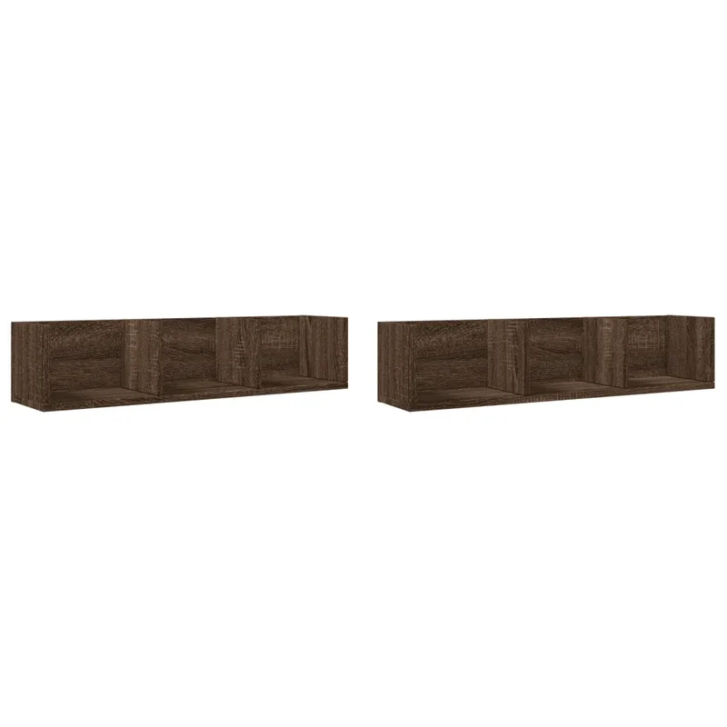 Lot de 2 armoires murales compactes design polyvalent pour rangement pratique 75 x 18 x 16,5 cm en bois chêne marron 02_0049409