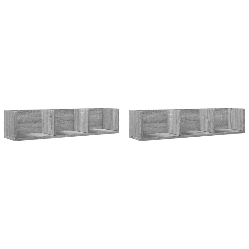 Lot de 2 armoires murales design polyvalent rangement 75 x 18 x 16,5 cm en bois d'ingénierie gris 02_0049407