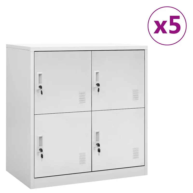 Lot de 5 armoires à casiers modernes avec serrures 90 x 45 x 92 cm en acier gris clair 02_0055152