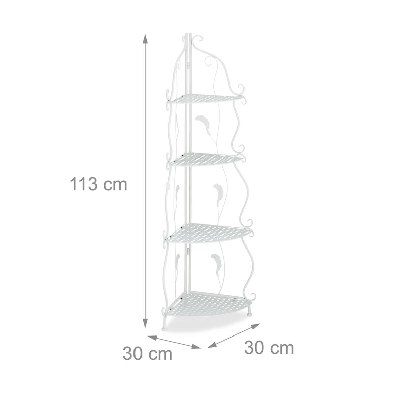 Étagère verticale pliable design vintage 4 niveaux 160 x 40 x 30 cm en métal blanc 13_0013930