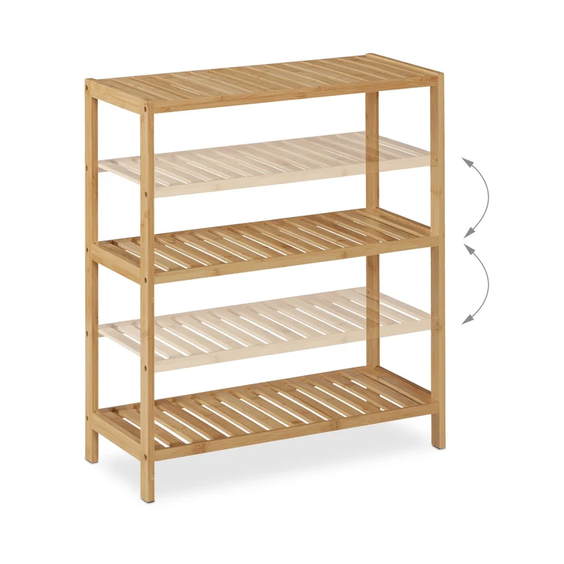 Étagère de salle de bain moderne compacte 3 niveaux réglables 60 x 30 x 90 cm en bambou naturel 13_0012974