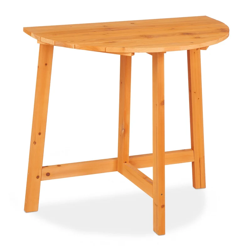 Table pliante demi-lune extérieure pratique 80 x 40 x 75 cm en bois naturel 13_0011616