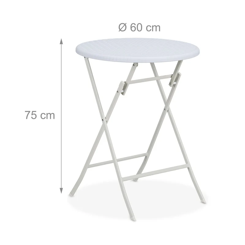 Table de jardin ronde pliante 75 x 60 cm pour 4 personnes jardin balcon en plastique noir 13_0015764