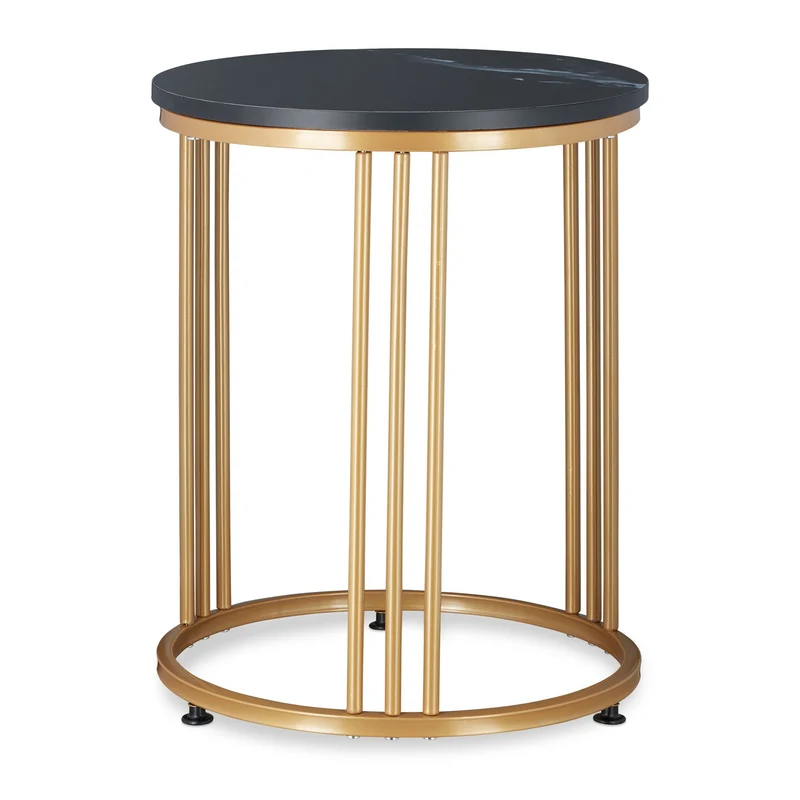 Table d'appoint décorative moderne 51 x 41 cm en MDF aspect marbre blanc 13_0010141