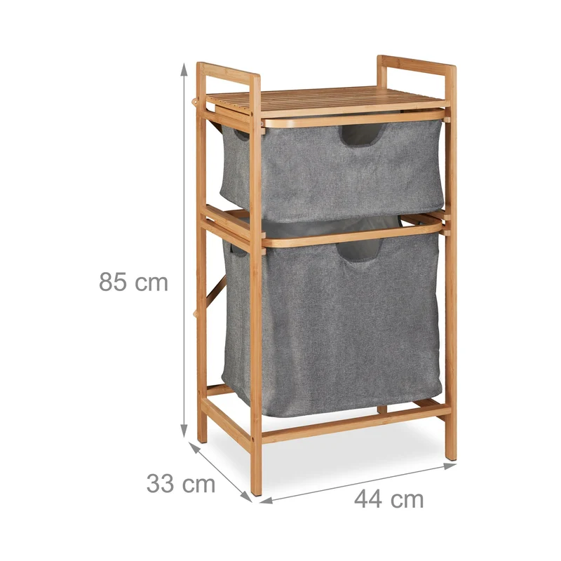 Meuble à linge 2 en 1 rangement discret salle de bain 80 x 30 x 80 cm en bambou naturel 13_0015836