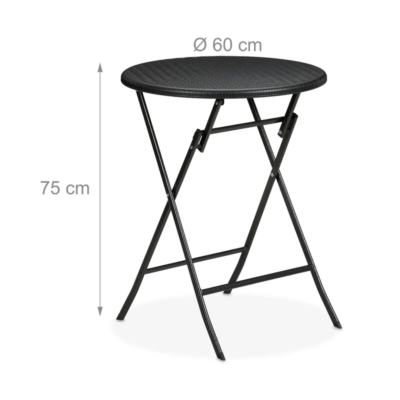 Table de jardin ronde pliable 75 x 60 cm pratique et moderne en plastique gris 13_0015763