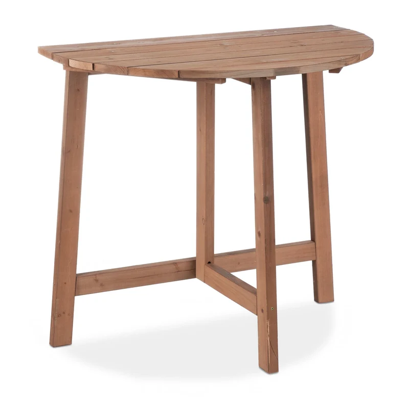 Table pliante demi-lune extérieure pratique 80 x 40 x 75 cm en bois naturel 13_0011617