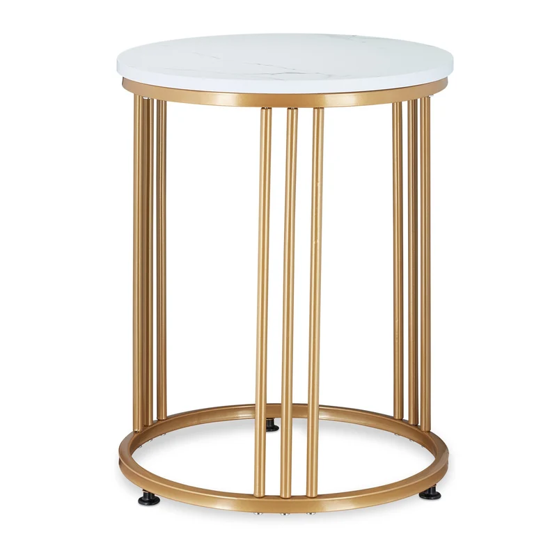 Table d'appoint décorative moderne 51 x 41 cm en MDF aspect marbre blanc 13_0010142