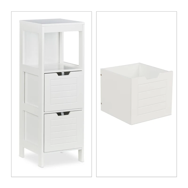 Armoire de salle de bain étroite peu encombrante 60 x 30 x 100 cm style campagnard rangement pratique en MDF blanc 13_0009933