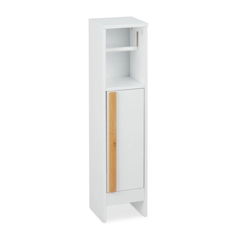 Serviteur de papier toilette moderne petit meuble de rangement 30 x 20 x 70 cm en MDF blanc 13_0010546