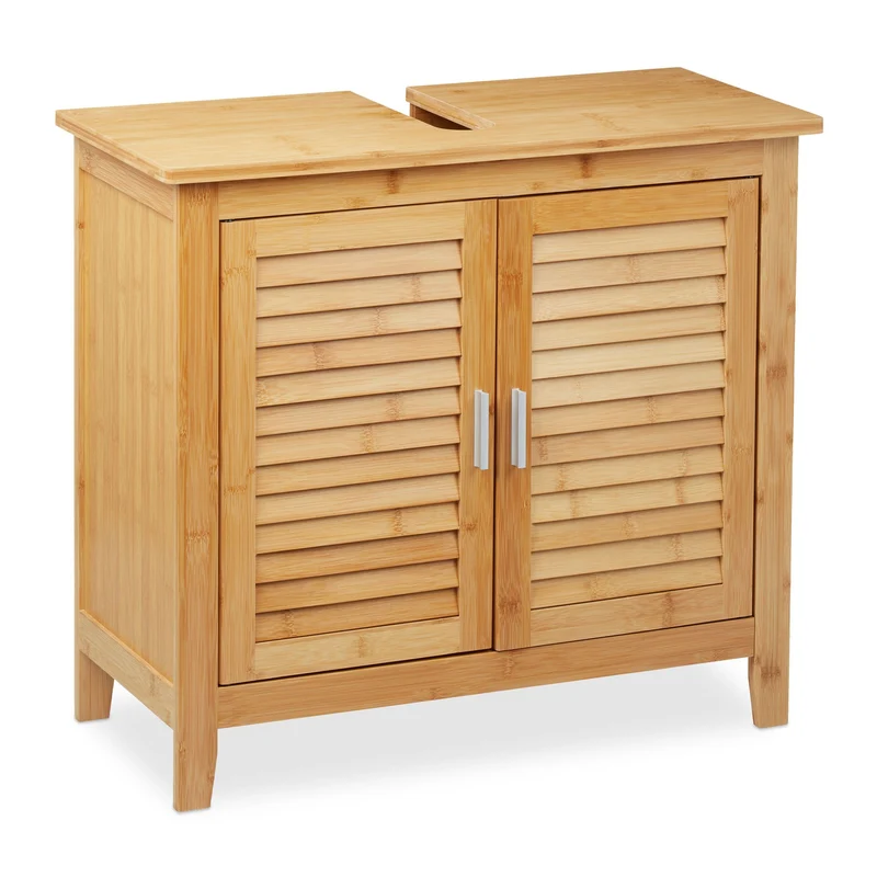 Armoire de lavabo pratique sous le meuble rangement 80 x 40 x 60 cm en bambou naturel 13_0009716