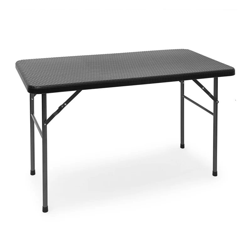Table pliante rectangulaire jardin 74 x 121,5 x 61,5 cm facile à ranger design moderne en plastique gris 13_0009414
