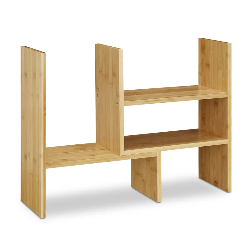 Etagère de table flexible pour bureau réglable 60 x 30 x 30 cm en bambou naturel 13_0009614