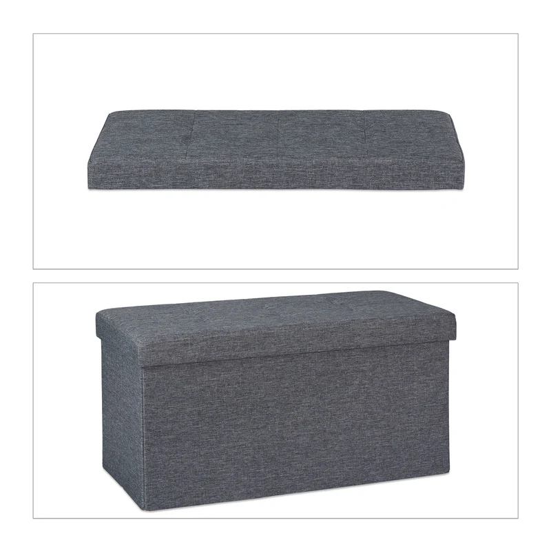 Banc pliable de rangement 76 x 37 x 38,5 cm pratique et confortable style moderne en MDF gris 13_0010001