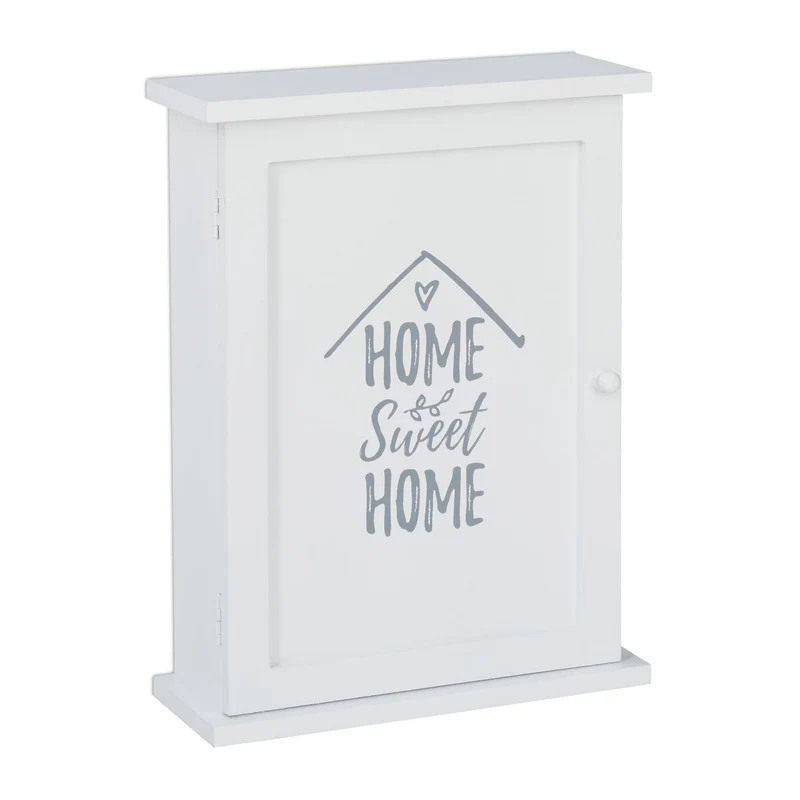 Boîte à clés en bois laqué blanc style maison de campagne 29 x 22 x 8 cm ambiance conviviale en bois blanc 13_0009994