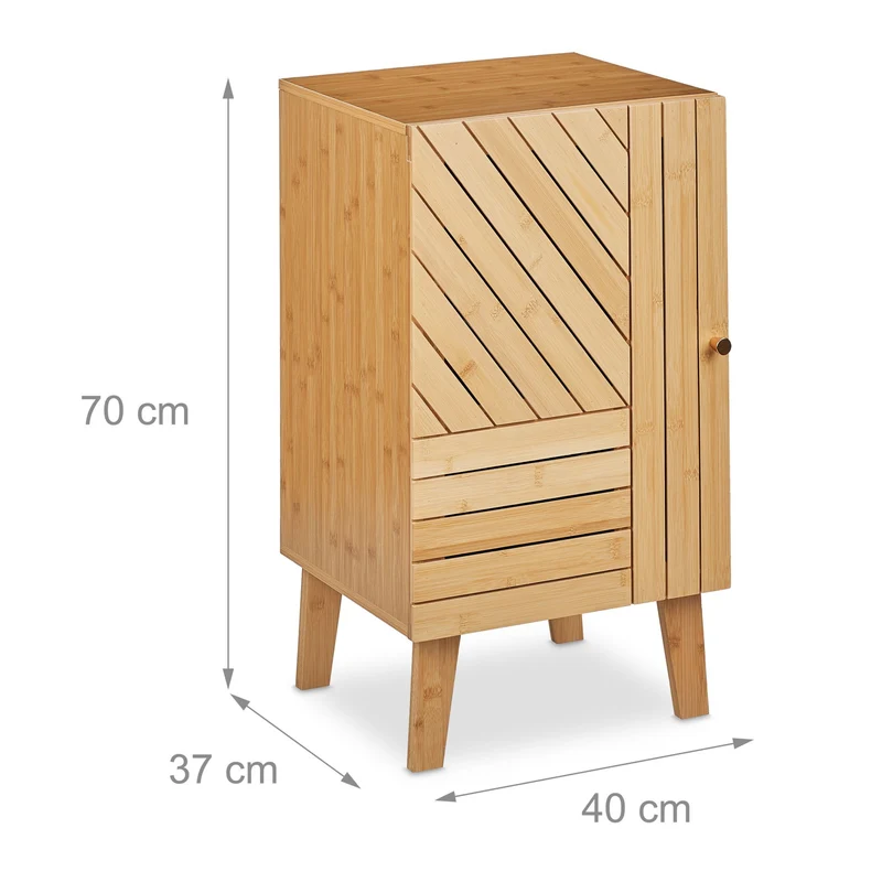 Meuble de rangement salle de bain compact 60 x 30 x 80 cm design naturel rangement ordonné en bambou naturel 13_0013467