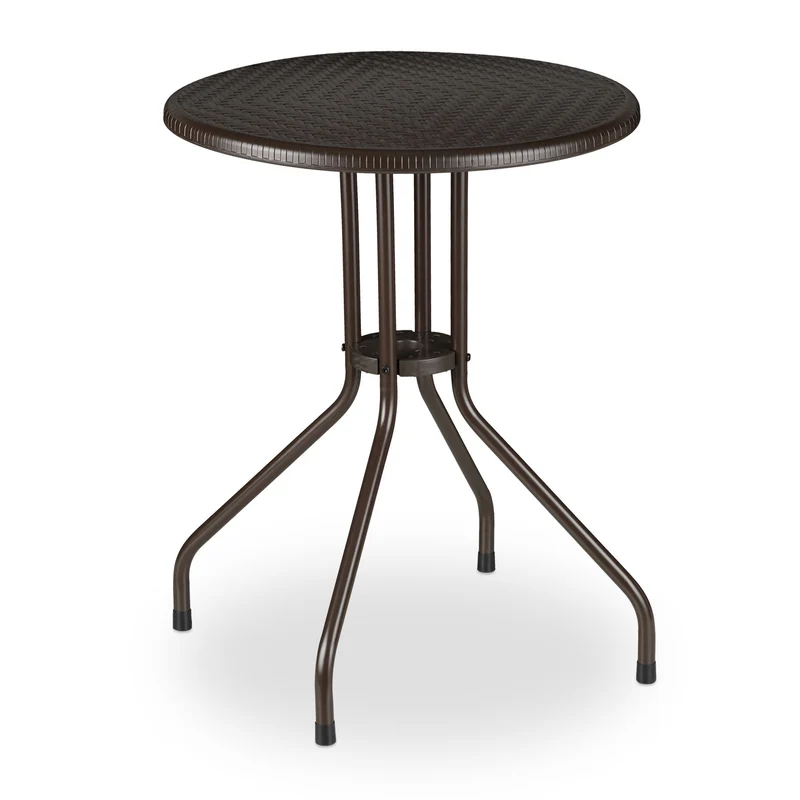 Table ronde de jardin multiforme pour 2 personnes 80 x 80 x 75 cm en plastique brun 13_0010237