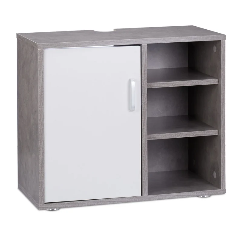 Meuble dessous de lavabo 51 x 60 x 32 cm rangement pratique salle de bain style épuré en bois blanc 13_0005429