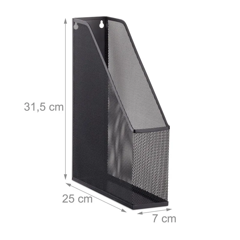 Porte-journaux en métal pour bureau rangement documents 31,5 x 7,2 x 25 cm design linéaire en métal noir 13_0006187