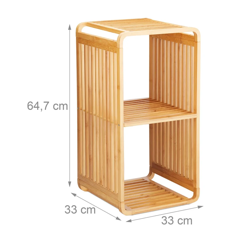 Étagère de rangement pour salle de bain cuisine 96 x 33 x 33 cm ambiance cosy utilisation des deux côtés en bambou naturel 13_0006057
