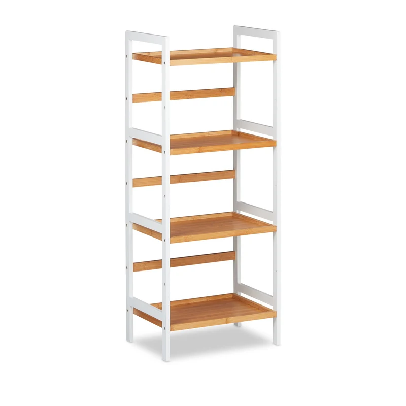 Etagère de bain en bambou 80 x 45 x 31,5 cm pour rangement efficace design épuré en bambou blanc 13_0006926